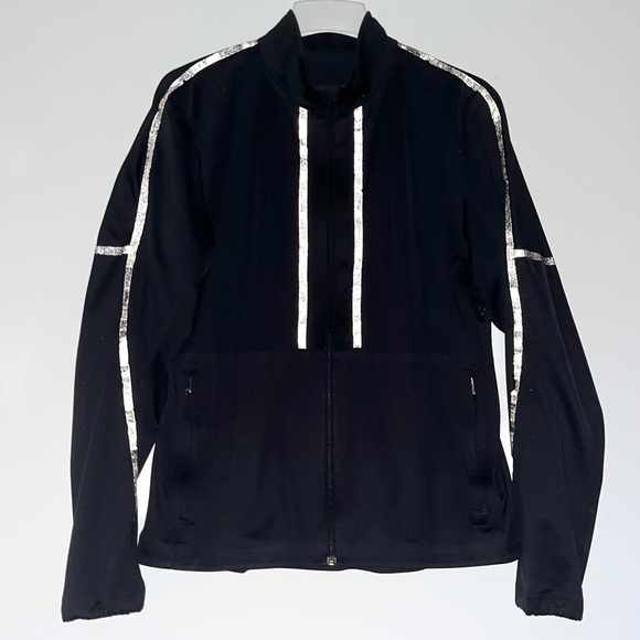 Lululemon Reflective Jacket Windbreaker Mens Size M Black Ventilated Full Zip - Picture 1 of 11